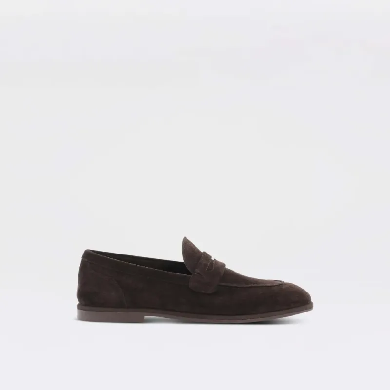 Paris - coffee brun loafer til herre i semsket skinn