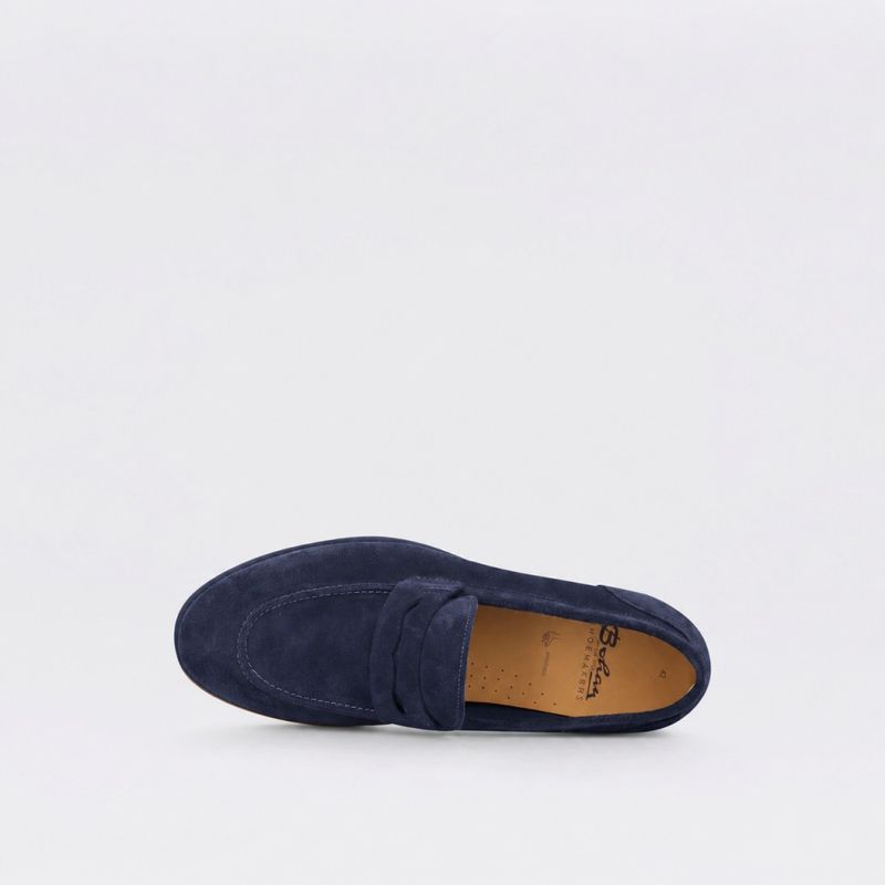 Paris - navy loafer til herre i semsket skinn