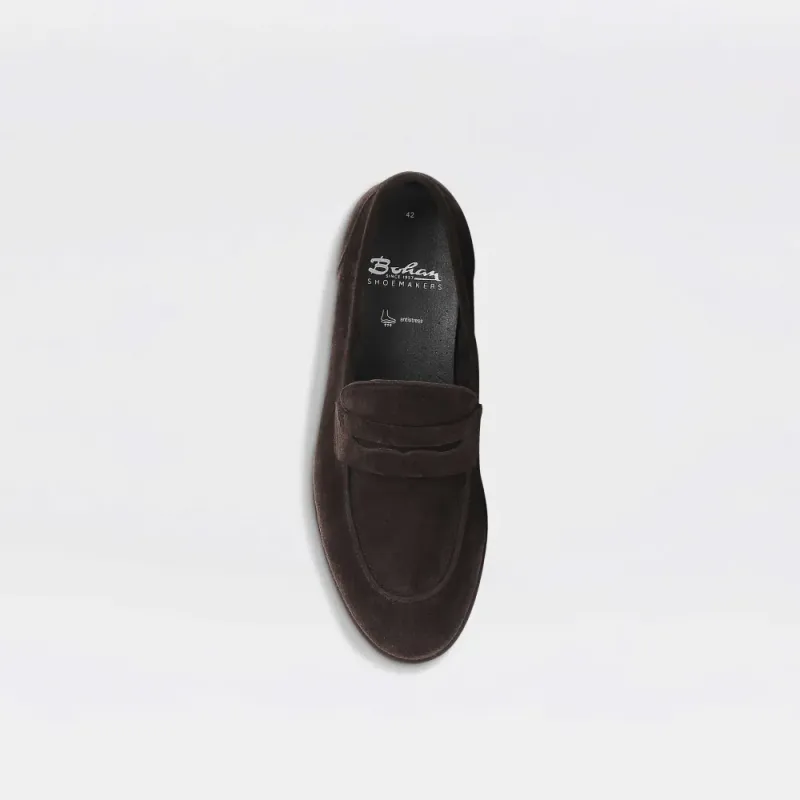 Paris - coffee brun loafer til herre i semsket skinn