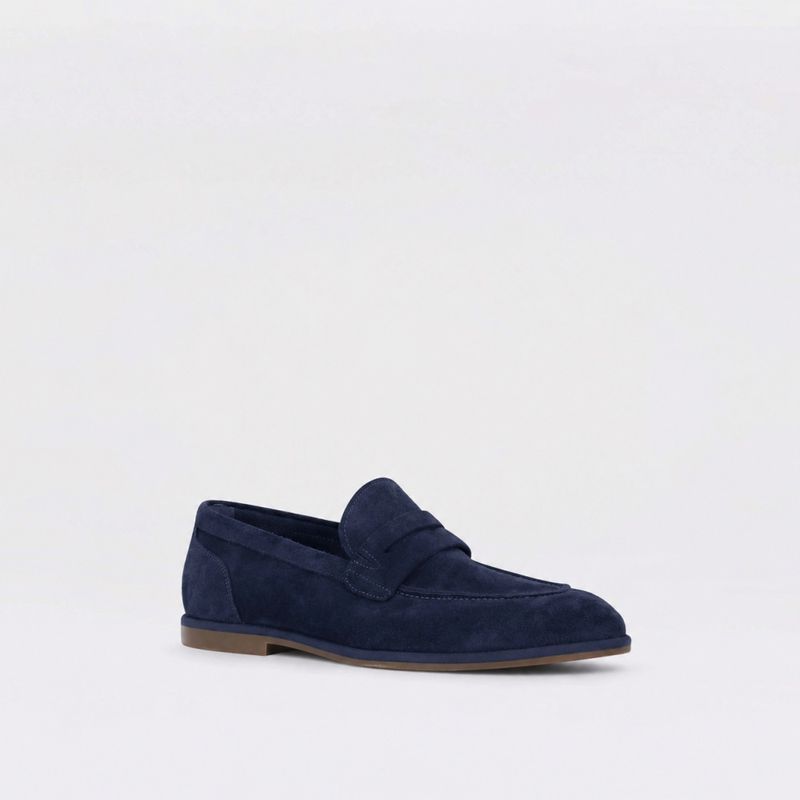 Paris - navy loafer til herre i semsket skinn
